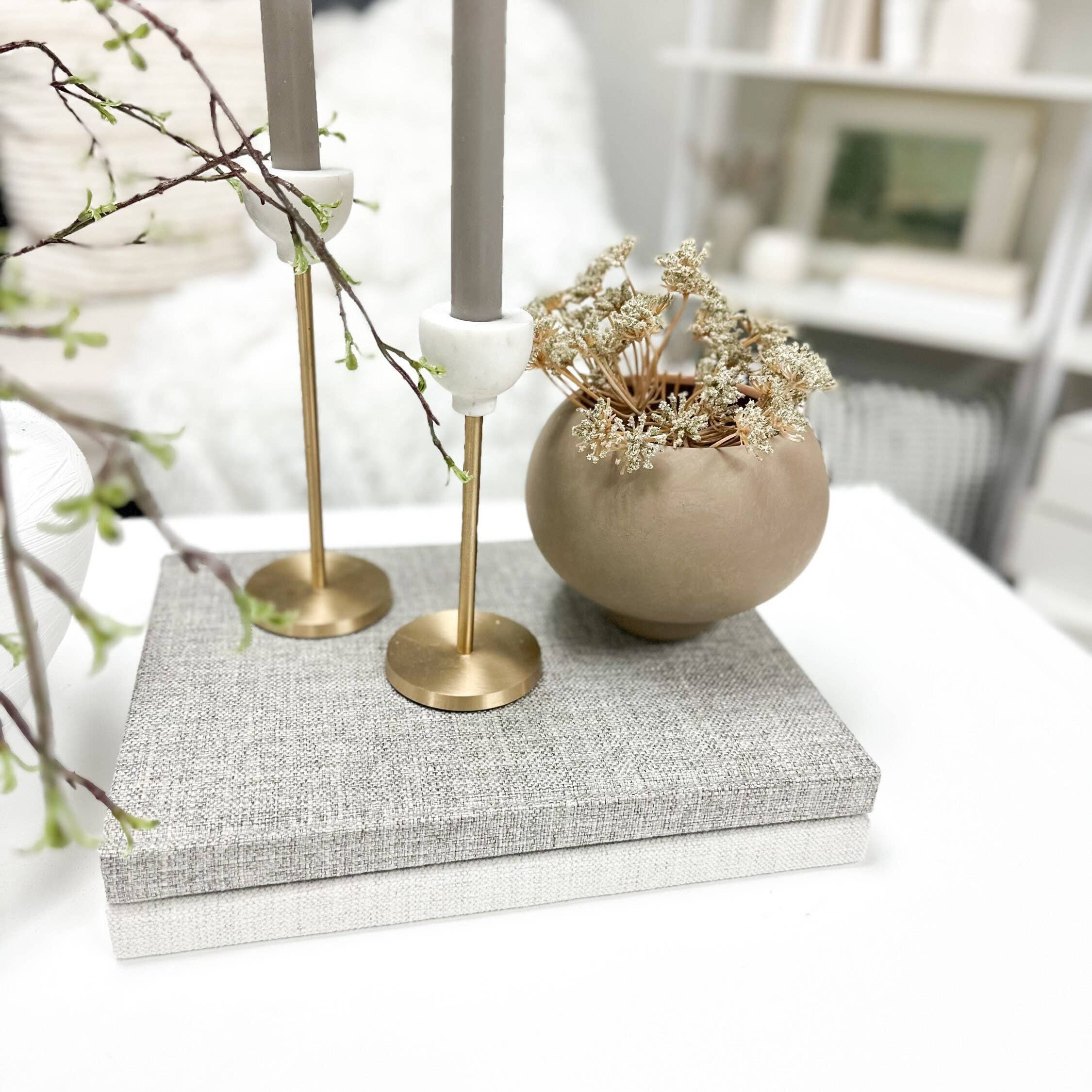 Coffee Table Books in Gray Linen