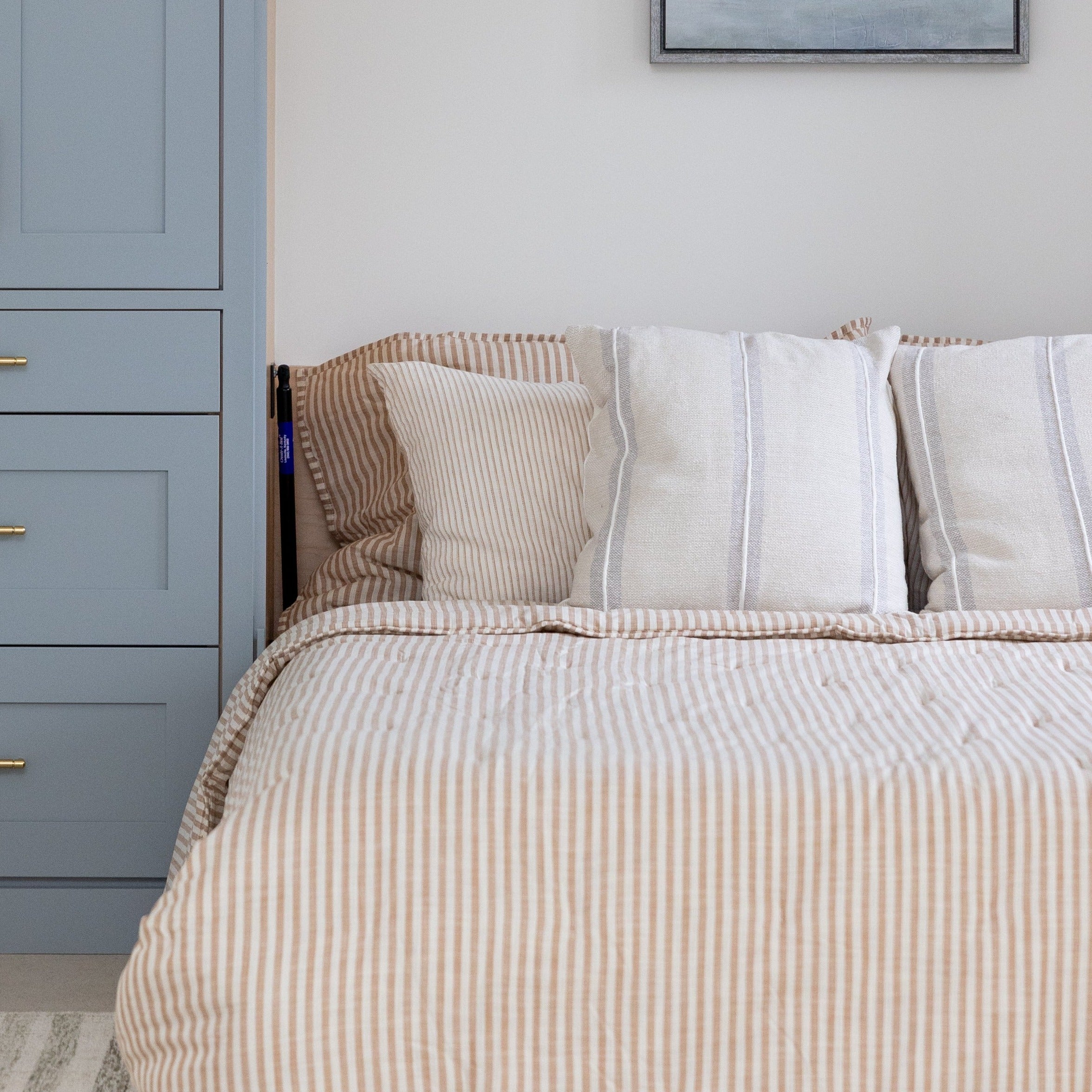 Harlow Striped Textured Pillow Cover - Oatmeal