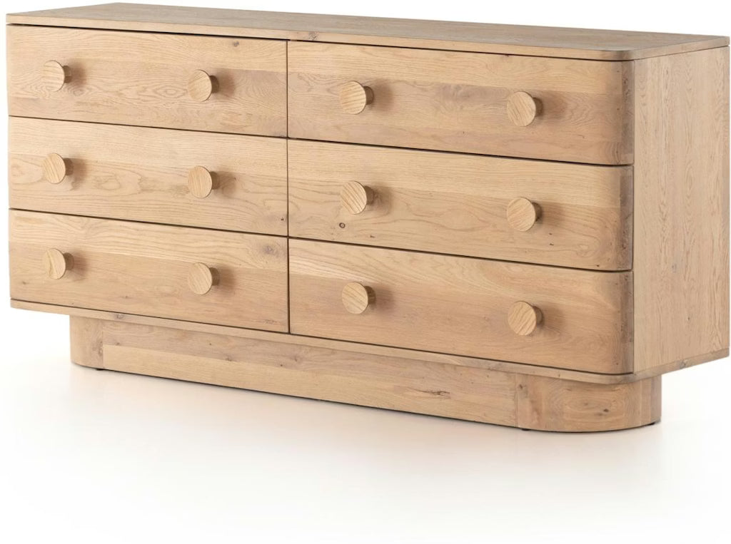 Mallory 6 drawer dresser light oak