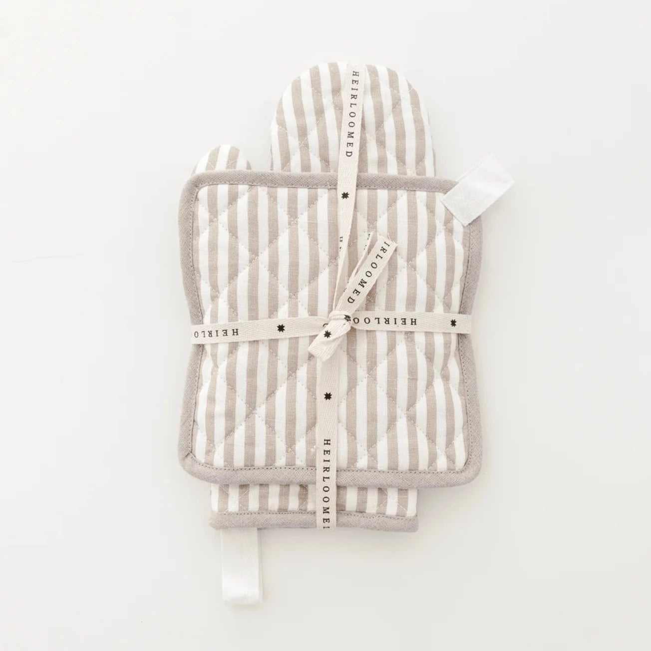 Quilted Linen Oven Mitt + Potholder Set - Oatmeal