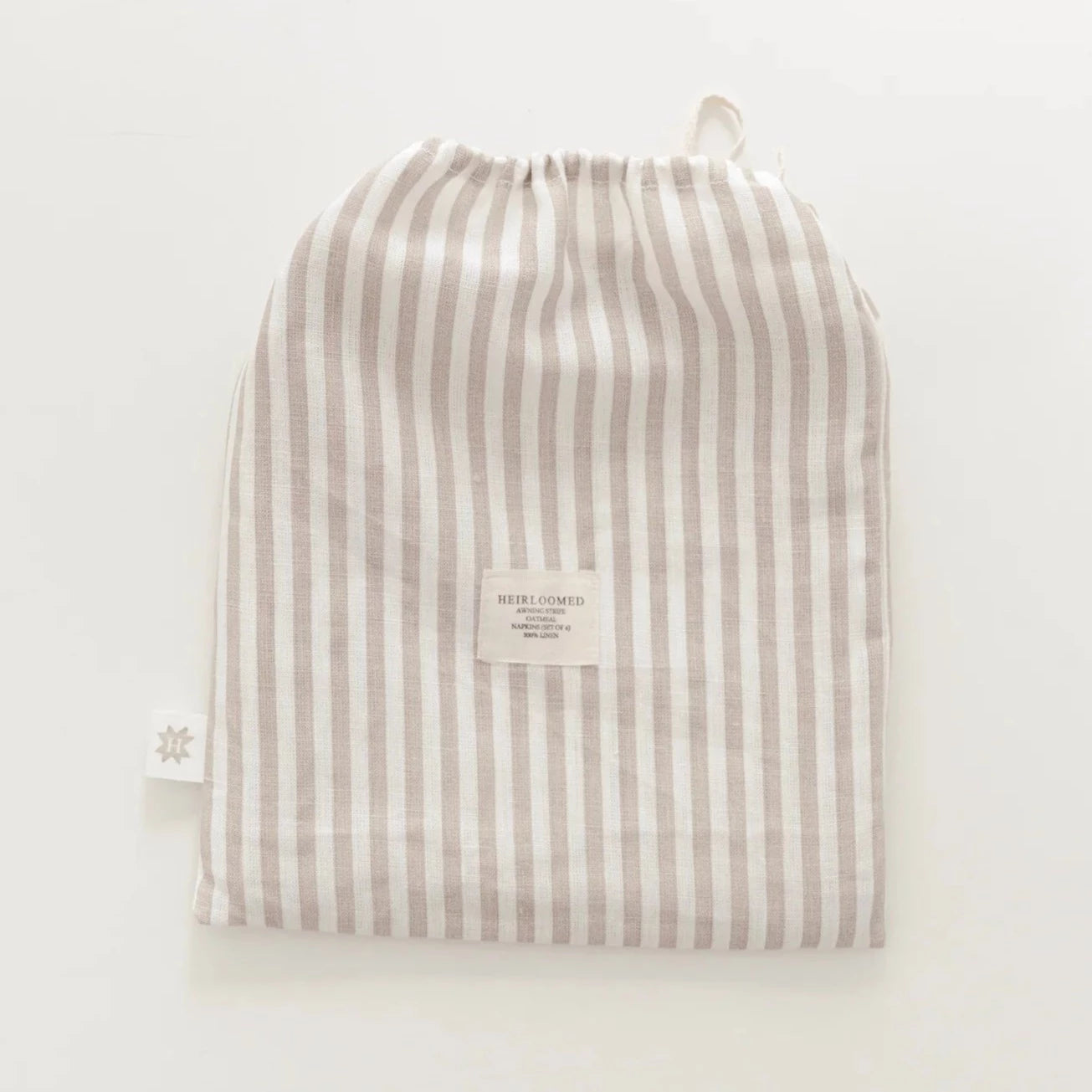 Linen Striped Dinner Napkins in Oatmeal