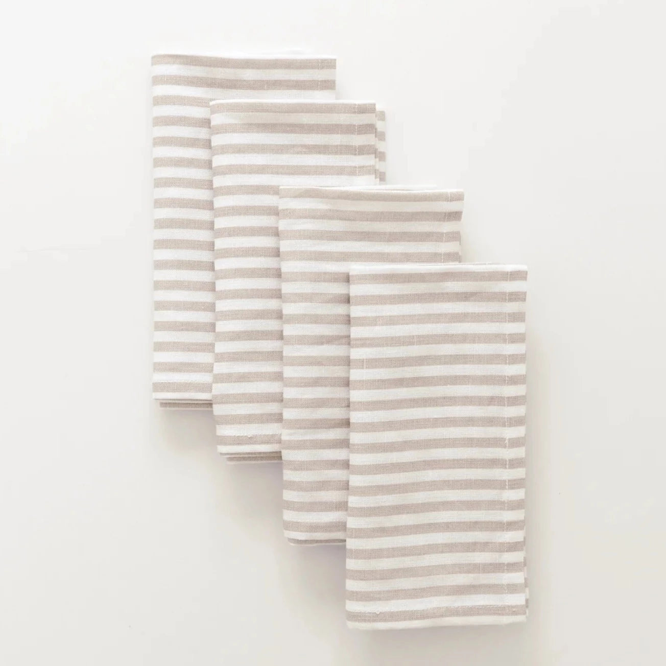 Linen Striped Dinner Napkins in Oatmeal