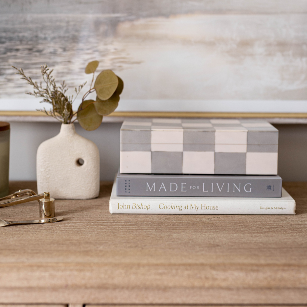 Checkered Gray & White Decor Box