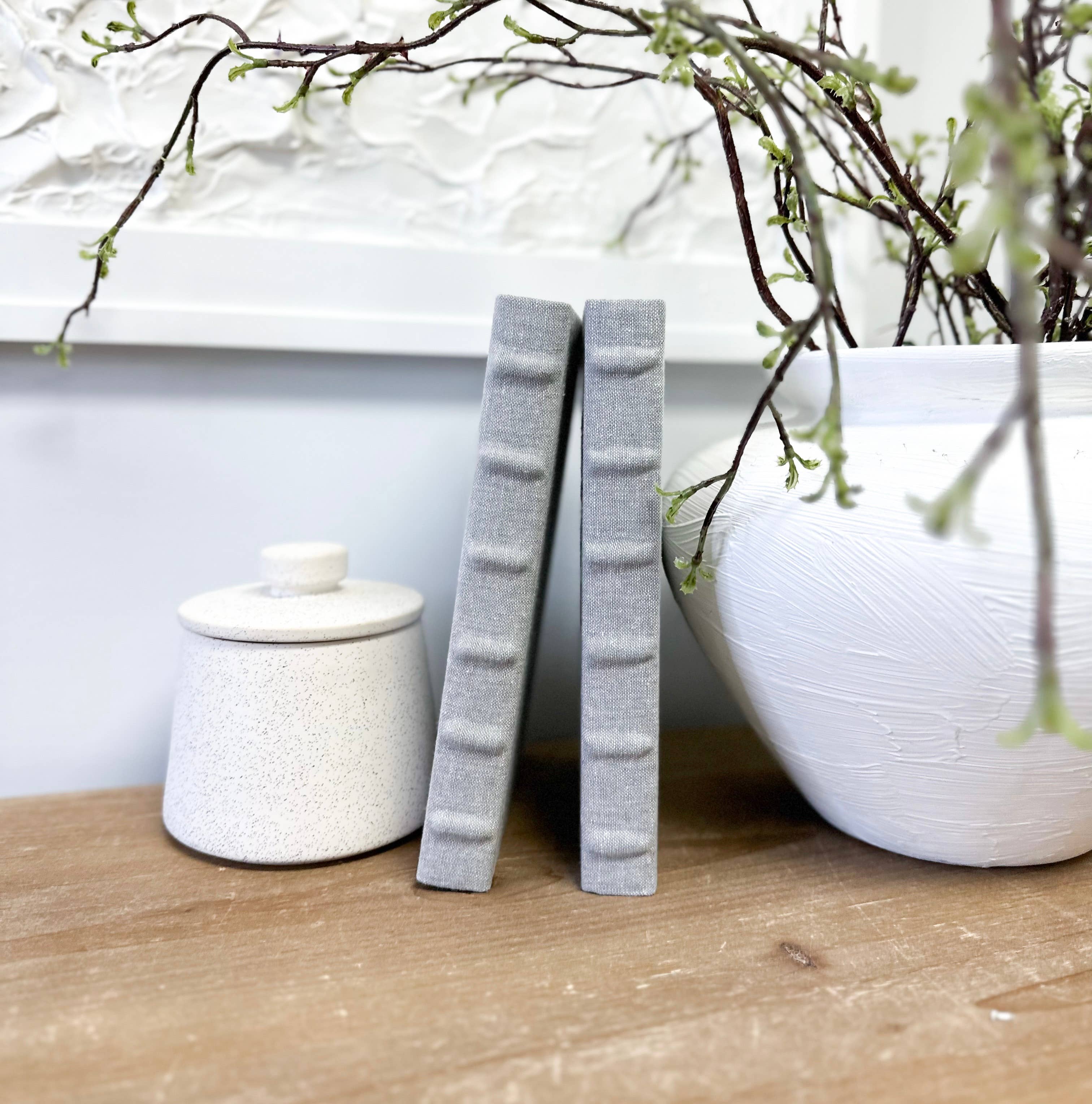 Linen Covered Ribbed Book - Gray