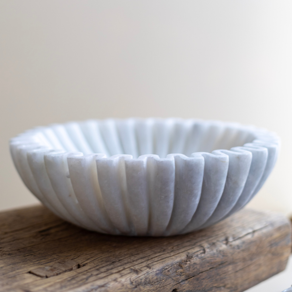 Marble Fluted Scalloped Bowl
