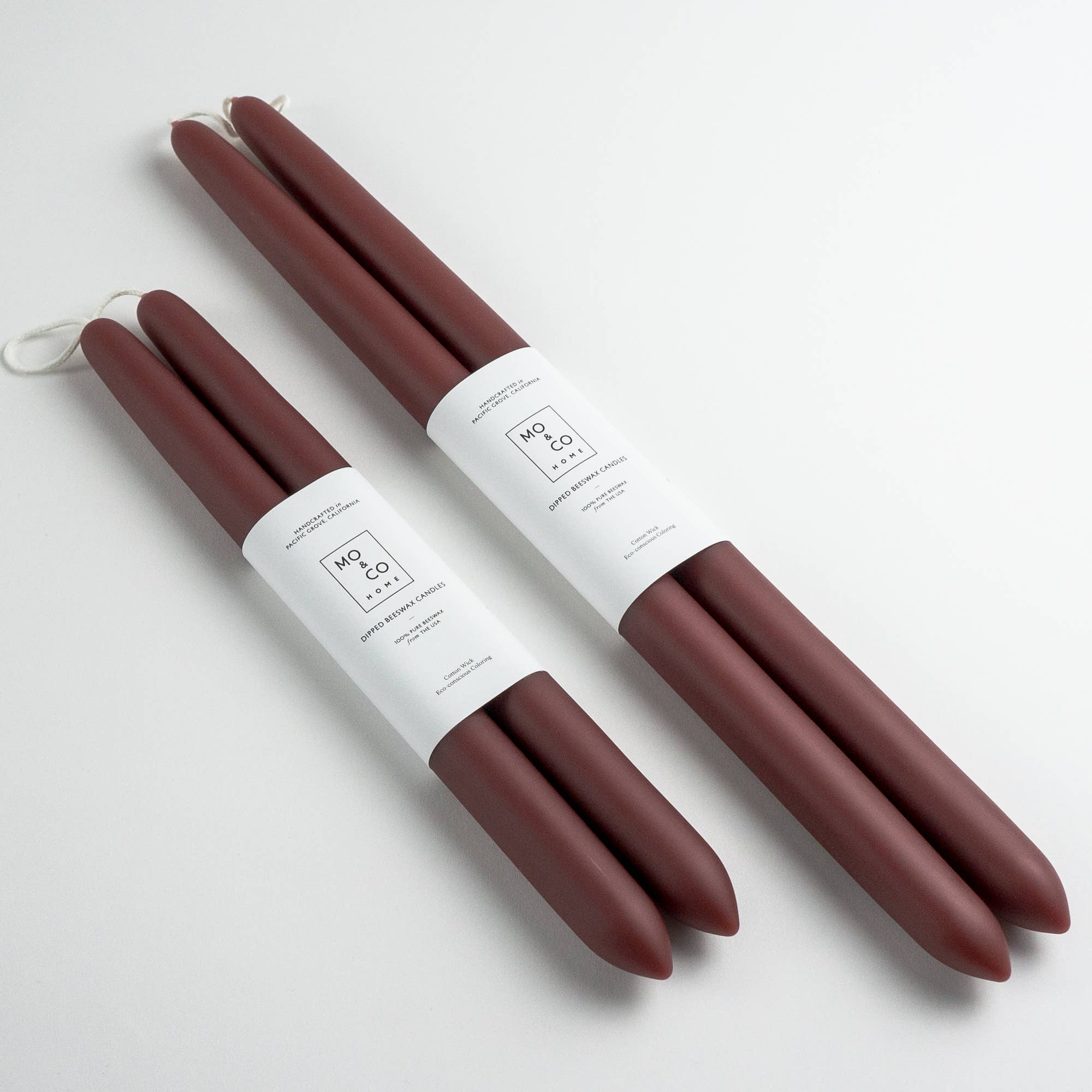 10" Beeswax Dipped Candles | Burgundy