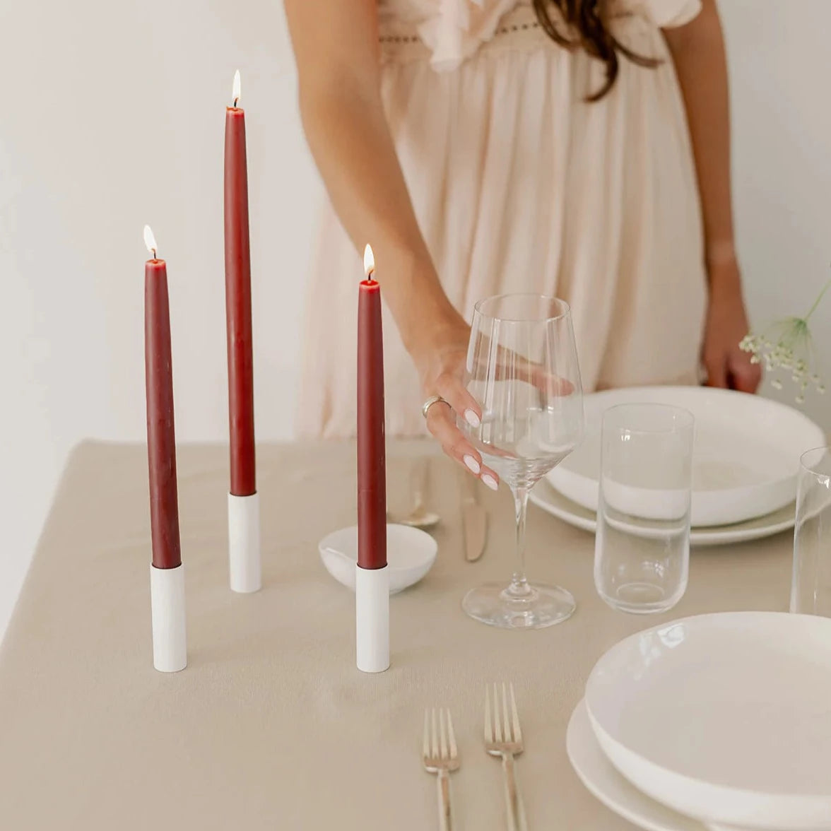 10" Beeswax Dipped Candles | Burgundy