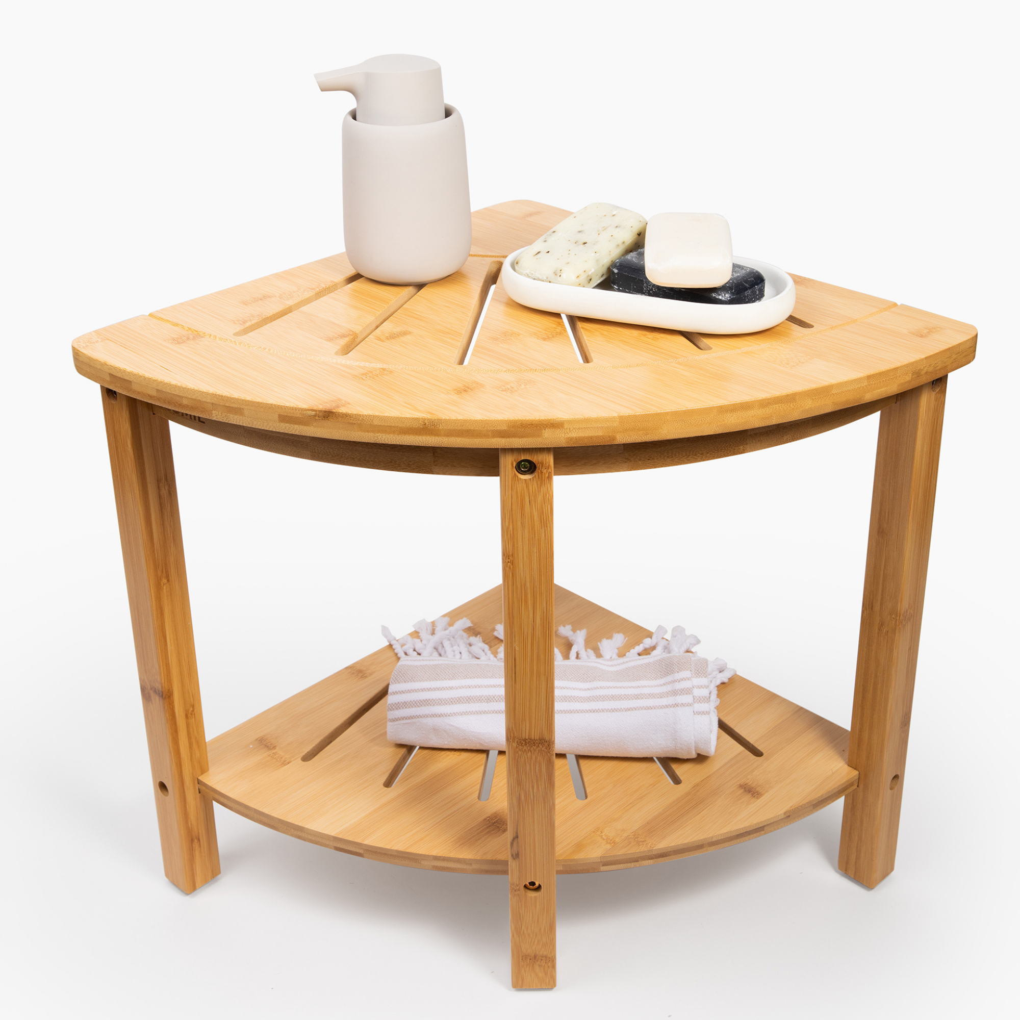 Corner Bamboo Shower Bench Stool