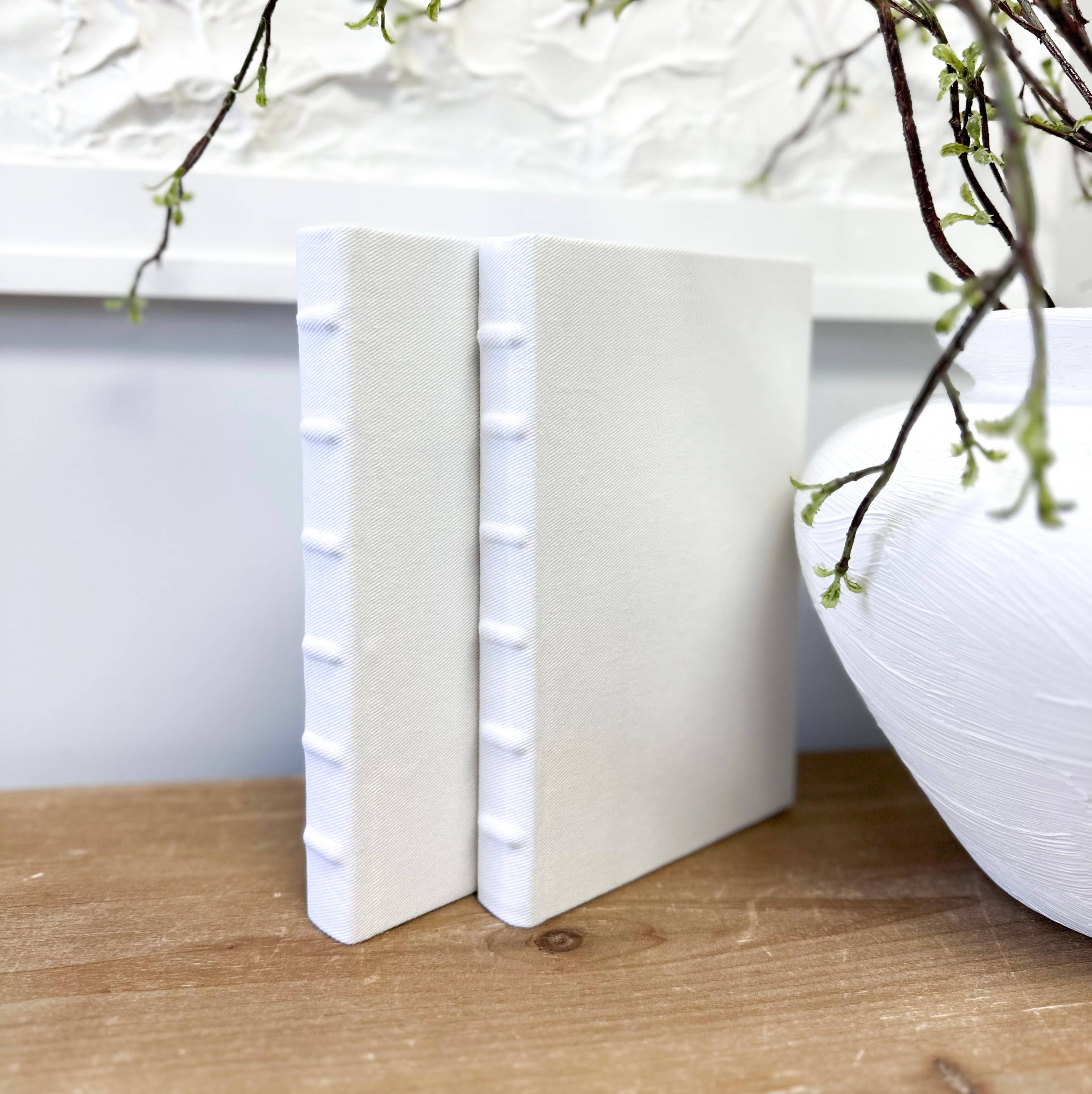 Linen Covered Book - Ribbed White